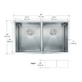thumbnail image 5 of Ancona  Prestige Series Undermount Stainless Steel 28 in. Double Bowl Kitchen Sink in Satin-Finish with Grids & Strainers, 5 of 5