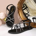 thumbnail image 5 of Xdegoge Womens Gladiator Sandals Flat Strappy Open Toe Ankle Buckle Minimalist Dressy Casual Summer Vacation Beach Everyday Comfortable Walking Shoes, 5 of 9