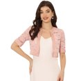thumbnail image 1 of Bolero de encaje con hombros descubiertos para mujer Allegra K Cárdigan corto Rosa XS, 1 of 6