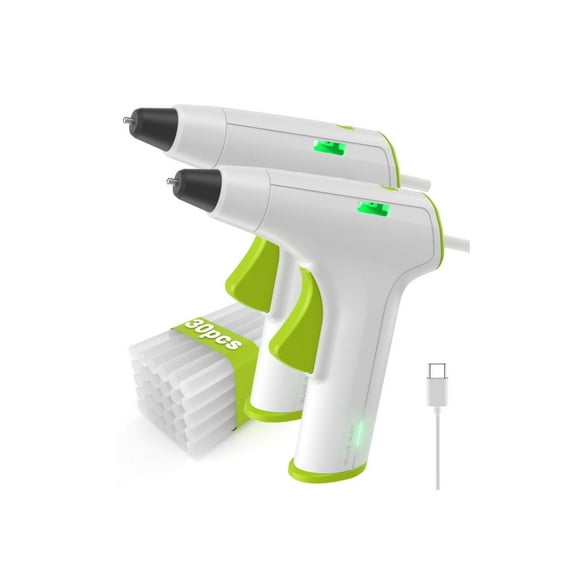 2 Pack Cordless Hot Glue Gun Kit, 12s Fast Preheating - 4V 2000mAh Rechargeable Battery, Anti-Drip Nozzle, Auto Shut-Off, with 30 Jumbo Glue Sticks