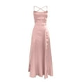 thumbnail image 7 of Womens Spaghetti Strap Sling Maxi Dress Solid Satin Sexy Cocktail Dresses High Split Wedding Guest Dresses for Women, 7 of 7