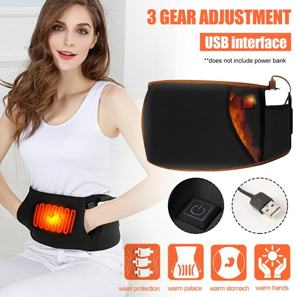 Portable Waist Heating Pad Belt 3 Heat-Settings Electric Heat Pad Washable Therapy Wrap Adjustable Flexible Straps