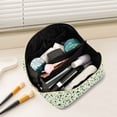 thumbnail image 2 of FORMRS Makeup Bag Travel Cosmetic Organizer for Women Fold Flat Zipper Pouch with Handle, Green Triangles Pattern, 2 of 8