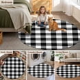 thumbnail image 6 of 6ft Washable Round Rug, Black Plaid Non-Slip Circle Area Rug for Living Room Bedroom, Black Gradient Indoor Floor Mat for Home Decor, 6 of 9
