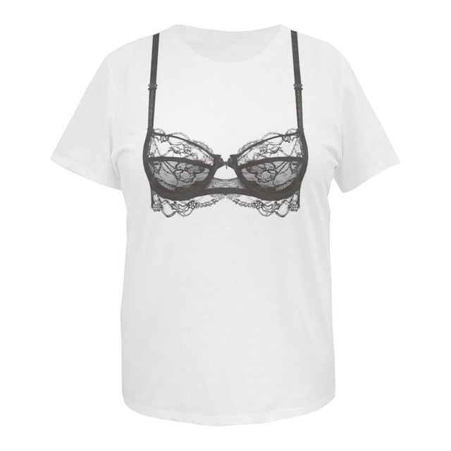 Playera George para Dama, con Estampados de Simulación Ropa Interior Blanco Talla G