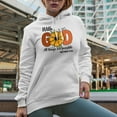thumbnail image 2 of With God All Things Are Possible Matthew 19 26 Scripture Art Merch Gift, White Hooded Sweatshirt or Hoodie, Large, 2 of 5