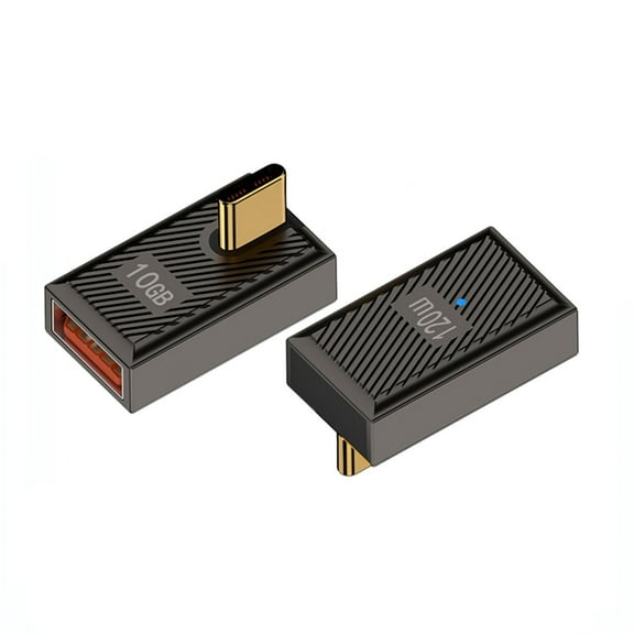 Strhowill 2 Pack Right Angle USB-C to A OTG Adapter,10Gbps 120W Fast Charge with LED,for Laptop,Tablet,Smartphone