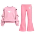 thumbnail image 2 of Amidoa Girls Sweatsuits 2pcs Sets Pullover Fall Winter Clothes Cute Tracksuit Floral Print Sweatshirt and Flared Sweatpants Kids Casual Back to School Outfits Pink Size 11-12 Years, 2 of 8
