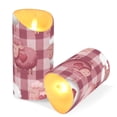 thumbnail image 3 of Pink Plaids Cute Sheep with Hearts Valentine Flickering Flameless Candles with Remote Timer Battery Operated LED Tealight Set of 2 M, 3 of 8