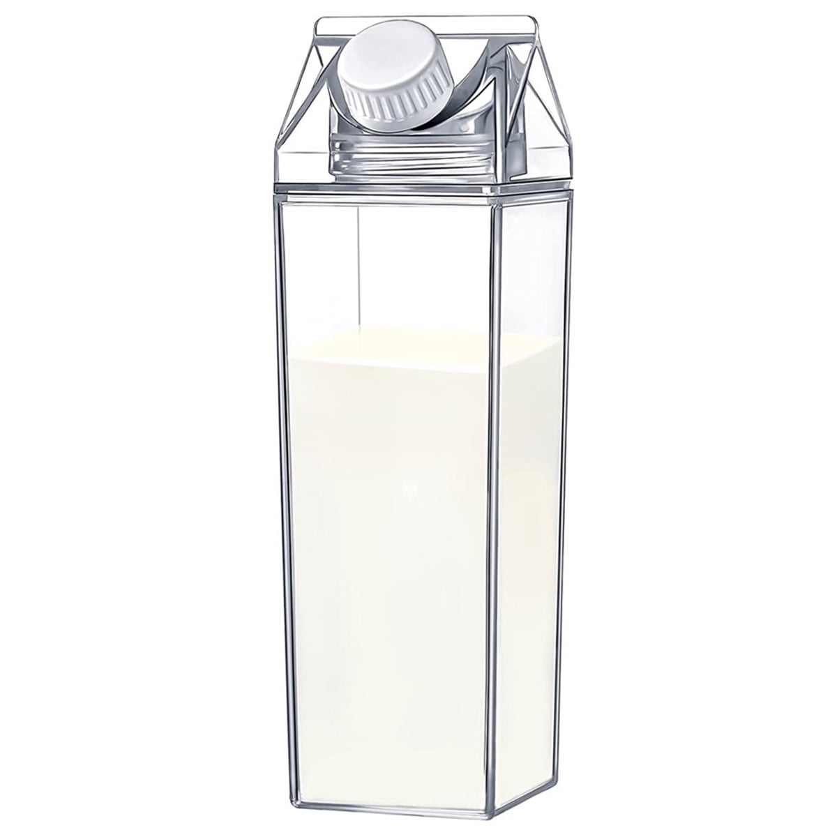 Lieonvis 500Ml/1000Ml Clear Milk Carton Water Bottle Leak-proof Milk Box  Water Bottle with 2 Spouts Portable Reusable Milk Bottles Water Juice Tea  Container for Travel Sports Camping Use 