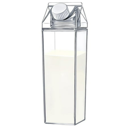 

Lieonvis 500Ml/1000Ml Clear Milk Carton Water Bottle Leak-proof Milk Box Water Bottle with 2 Spouts Portable Reusable Milk Bottles Water Juice Tea Container for Travel Sports Camping Use