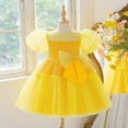 thumbnail image 2 of Girls Dress Sparkly Sleeve Dress With Bow Detail Toddler Kids Birthday Party Wedding Dresses,Size 5-6 Years, 2 of 7