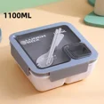 thumbnail image 1 of Portable Lunch Box Lunch Bags for Children School Office Bento Box with Tableware Thermal Bag Complete Kit Microwavable Heating White-1100ML, 1 of 6