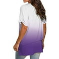 thumbnail image 4 of Cadeaux Uniques pour Femmes Mode Décontractée Dégradé Col en V Manches Courtes T-Shirt Ample, 4 of 6