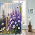 thumbnail image 3 of Fabric Shower Curtain Oil Painting Style White Daisy Purple Lavender Bees Garden Shower Curtains with 12 Hooks Waterproof Machine Washable Bath Curtains for Bathroom, 36 x 72in, 3 of 6