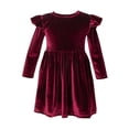 thumbnail image 5 of CHUANK Robe en Velours pour Tout-Petites Filles, à Volants, Manches Longues, Ligne A, Décontractée, Princesse, Robe de Fête, Tenue de Jeu, Automne Hiver, 5 of 5