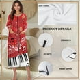 thumbnail image 6 of Yuyamidu Womens Christmas Robes Music Note Long Sleeve Bathrobe with Front Zipper Snowflake Round Neck Gowns for Ladies Sleepwear Housecoat Red Pajama Nightgown Size S, 6 of 7