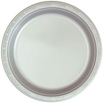 Hanna K Plastic Plates, Round, 10", Silver, 50 Ct
