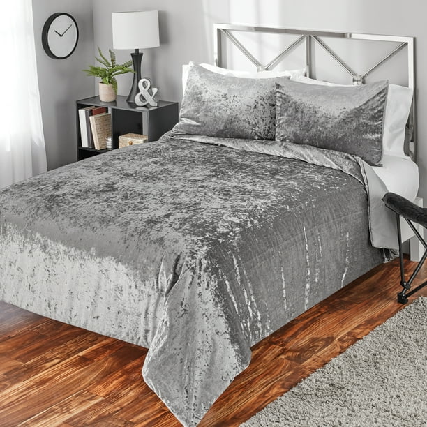 Mainstays Crushed Velvet Comforter Bedding Mini Sets - Walmart.com