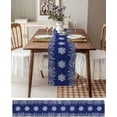 thumbnail image 3 of Blue Christmas Table Runner 108 Inches Long for Dining Table Decor, Cotton Linen Winter Snowflake Table Runner Washable Dresser Scarf for Kitchen Christmas Holiday Seasonal Leaves Pine Cones, 3 of 8