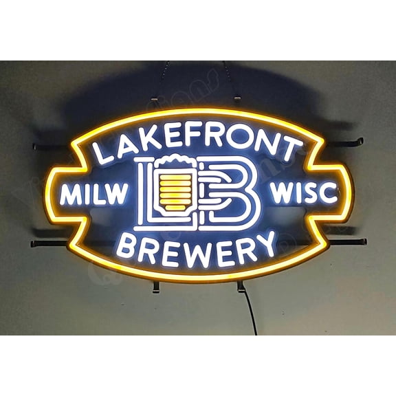 Queen Sense 24"x14" Custom Lakefronts Brewery Beer Wisconsin LED Sign Light Neon Signs With Dimmer Party Home Wall Decor Lights W124LFBILV2-XLED
