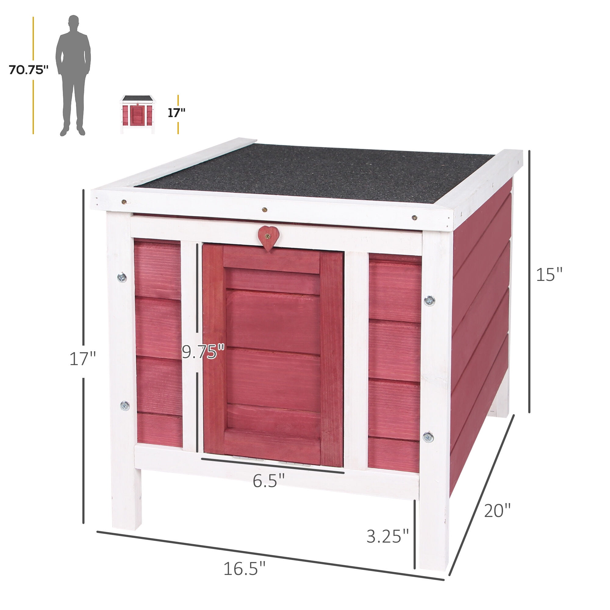Dog Crate, PawHut Small Wooden Rabbit Hutch Bunny Cage Guinea Pig Cage Duck House Dog House with Openable & Waterproof Roof, Red, Red Pet Playpen,Wood Chicken Coop, Pet Supplies Pens & Hutches