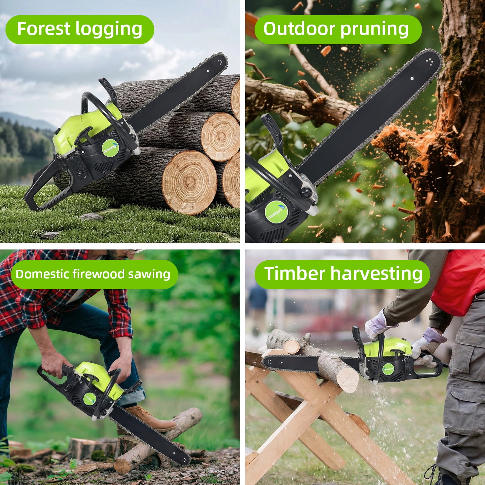 Paddsun 58CC Gas Chainsaw, 18 in Bars Automatic Chain Oiler Quick Start Gasoline Chain Saws for Wood Cutting Chainsaw