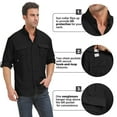 thumbnail image 4 of POENTAB Long Sleeve Fishing Shirts for Men Quick Dry Hiking Work Shirt Sun Protection UV UPF 50 Button Down Tops With Mesh Line Outdoor Safari Black, 4 of 8
