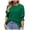 Green, variant on Women’S Summer Loose Fit Ice Crepe Casual Top, Round Neck Smocked Ruffle Cuff Short Sleeve T-Shirt, Solid Color Plus Size Daily Wear Blouse, 1 Piece, Sizes S Through XXL