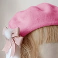 thumbnail image 5 of lanema Girls Woman Berets Hat with Rabbit Ear Beret Vintage Artist Painter Beret Hat, 5 of 11