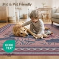 thumbnail image 4 of ODIKA 4'x6' Dusty Rose Lotus Botanical Washable Area Rug Flying Birds Water Lilies Floral Motifs Decorative Geometric Border Pet Friendly, Non-Shedding for Bedroom, Reading Nook, 4 of 7