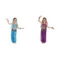 thumbnail image 1 of (2-Pack) Rinsvye Kids Belly Dance Glitter Mesh Performance Outfit Festival Wear Stage Show Net Skirt Top Set Dance Party, 1 of 3