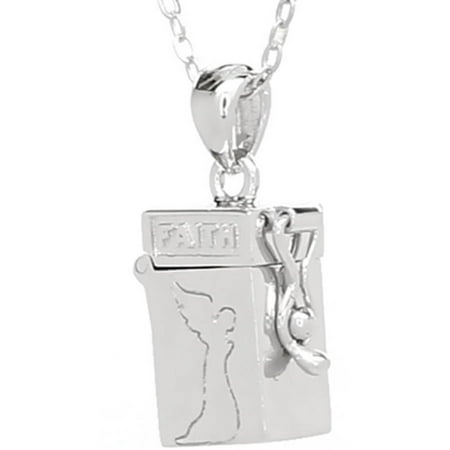 Lavaggi Jewelry Sterling Silver Prayer Inspirational Angel Hinged Box Necklace, 18 Chain, 925 Designer
