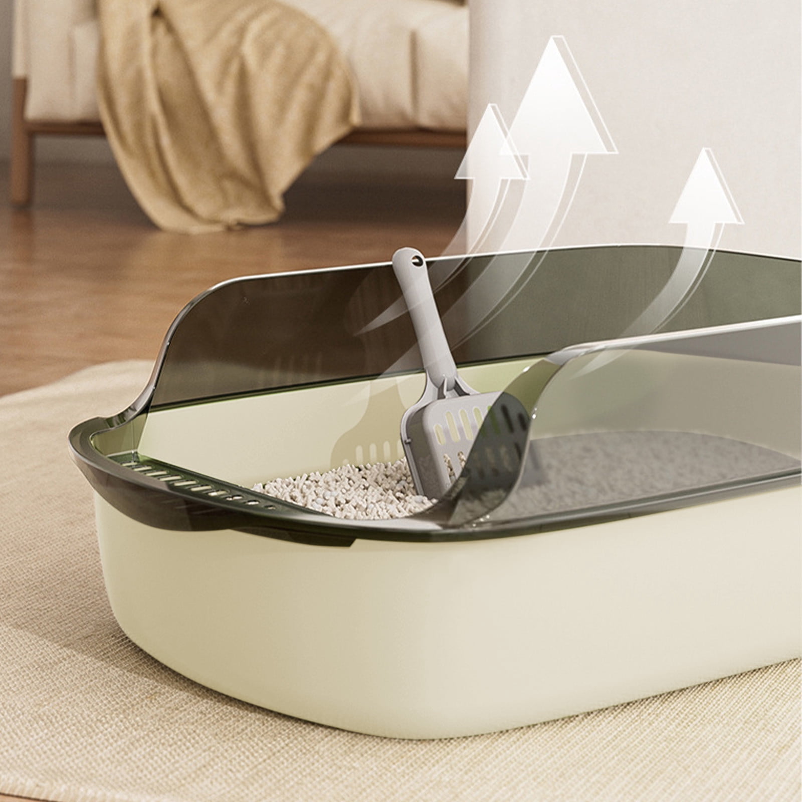 Linnome Oversized Cat Litter Pan Semi Closed High Fence – picture 7