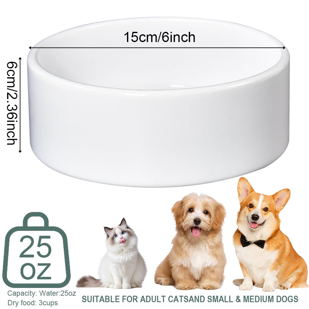6 inch  Sublimation White Ceramic Pet Bowls dog cat food bowl  for Dye Sublimation Heat Transfer