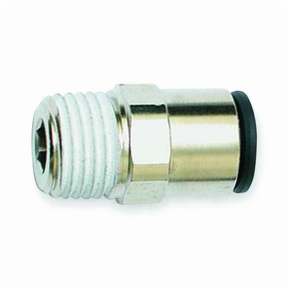 Push-Fit Adapter Fitting, 1/2 in Tube Size, Brass, Silver, 10 PK