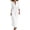 White, variant on Ohufall Womens Cotton Linen Dress 3/4 Sleeve V Neck High Waist Dresses Turndown Collar Fashion Maxi Dress