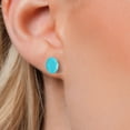 thumbnail image 3 of Gem Stone King 14K Yellow Gold Green Turquoise Double Notch Stud Earrings | 3.00 Cttw | Gemstone Birthstone | Oval 9X7MM | Gold Earrings for Women Men, 3 of 6