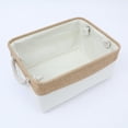 Unique Bargains Storage Bin with Handle Fabric Cube Beige/Brown 14*10*6