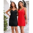 thumbnail image 2 of EKOUAER 2 Pack Lingerie for Christmas Womens Babydoll Nightgowns SlipDress Satin Silk Chemise Sleepwear, 2 of 6