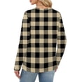 thumbnail image 5 of Nokdvo Woman Sweatshirt Fall Winter Plaid Crew Neck Pullover Long Sleeve Casual Loose Fitting Shirts,Khaki S, 5 of 5