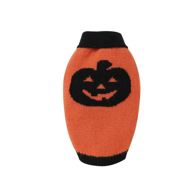 Kmbangi Pet Halloween Costumes Pumpkin Pattern Knitted Sweater for Dogs, Cats