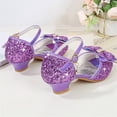 thumbnail image 5 of Xfvqtps Sparkle Princess Sandals for Girls Buckle Strap Low Heel Peep Toe Rhinestone Bow Spring Summer Dressy Casual Shoes, 5 of 7