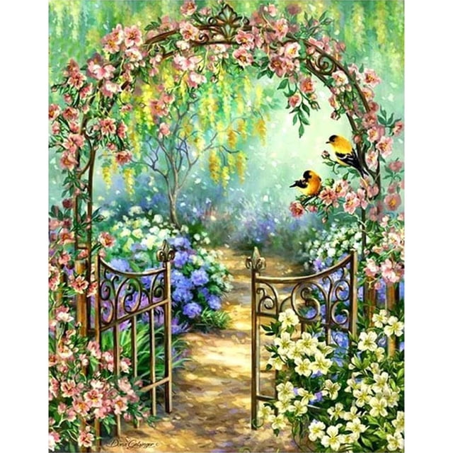 Pintura de diamantes (DB3383) Imagen cuadrada de diamantes de imitación DIY Arte de jardín tranquilo 50x70cm Hugtrwg Para estrenar