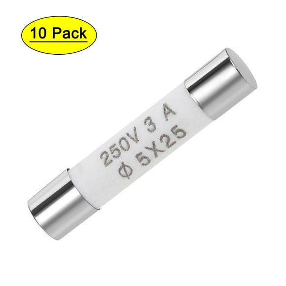 Fusible de cartucho automotriz 3A 250V 5x25mm de acción rápida reemplazo para estéreo de automóvil, alarma, amplificador, cerámica 10 piezas