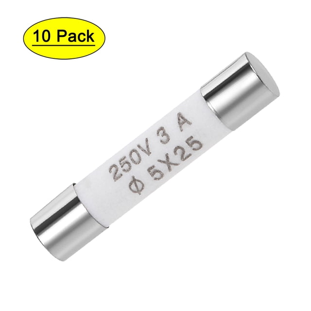 Fusible de cartucho automotriz 3A 250V 5x25mm de acción rápida reemplazo para estéreo de automóvil, alarma, amplificador, cerámica 10 piezas