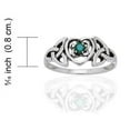 thumbnail image 2 of May Birthstone Ring - Sterling Silver Simulated Emerald Glass Celtic Trinity Knot Heart, 2 of 2