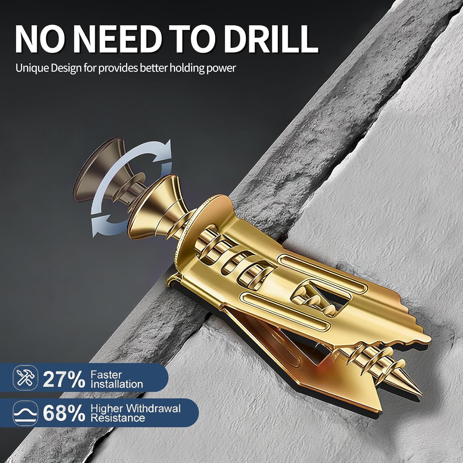 100 PCS Drywall Self Drilling Anchors with Screws Kit,50 PCS Sheetrock Anchors (0.47X1.18inch) and 50 PCS Screws, Eliminating The Need for Drilling or Punching Holes in The Wall