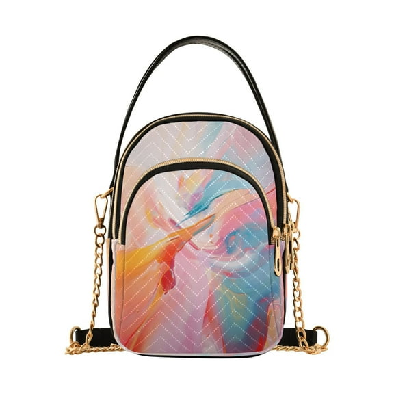 ALAZA Chain Crossbody Bags for Women Liquid Orange Pink Shoulder Handbag Phone Purse