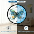 thumbnail image 5 of Voice Activated Clock with Glow Light 12 Inch Large Silent Wall Clock Battery Operated for Home Decor Intricately Butterfly, 5 of 8